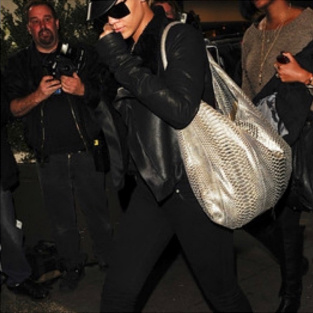 Devi Kroell Silver Python Snakeskin Leather Hobo … - image 2